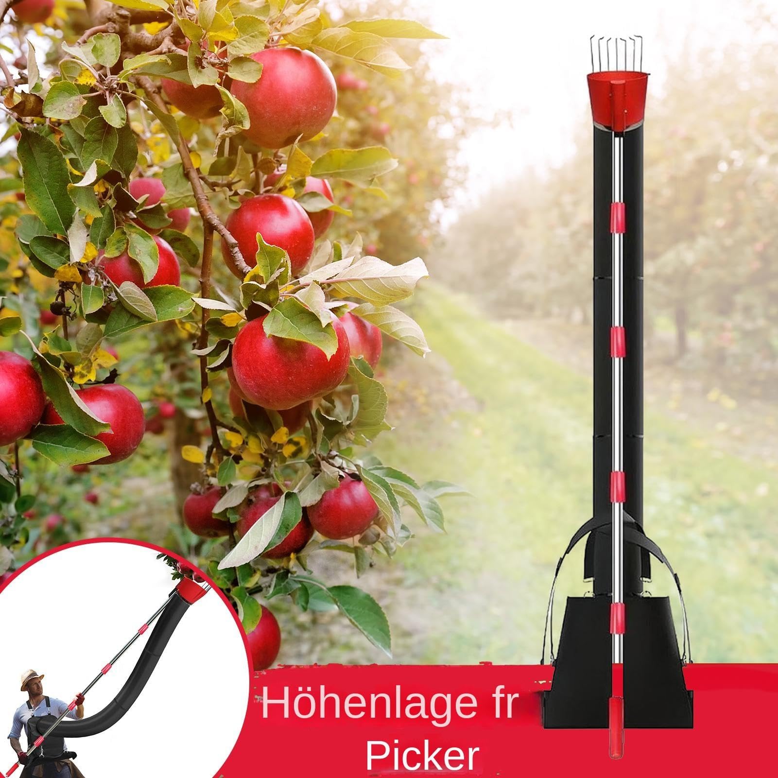 Raccoglitore per frutta, regolabile da 4 m, asta di estensione con imbuto di raccolta e borsa, per la raccolta efficiente e coltivatori di frutta professionali per la casa e il