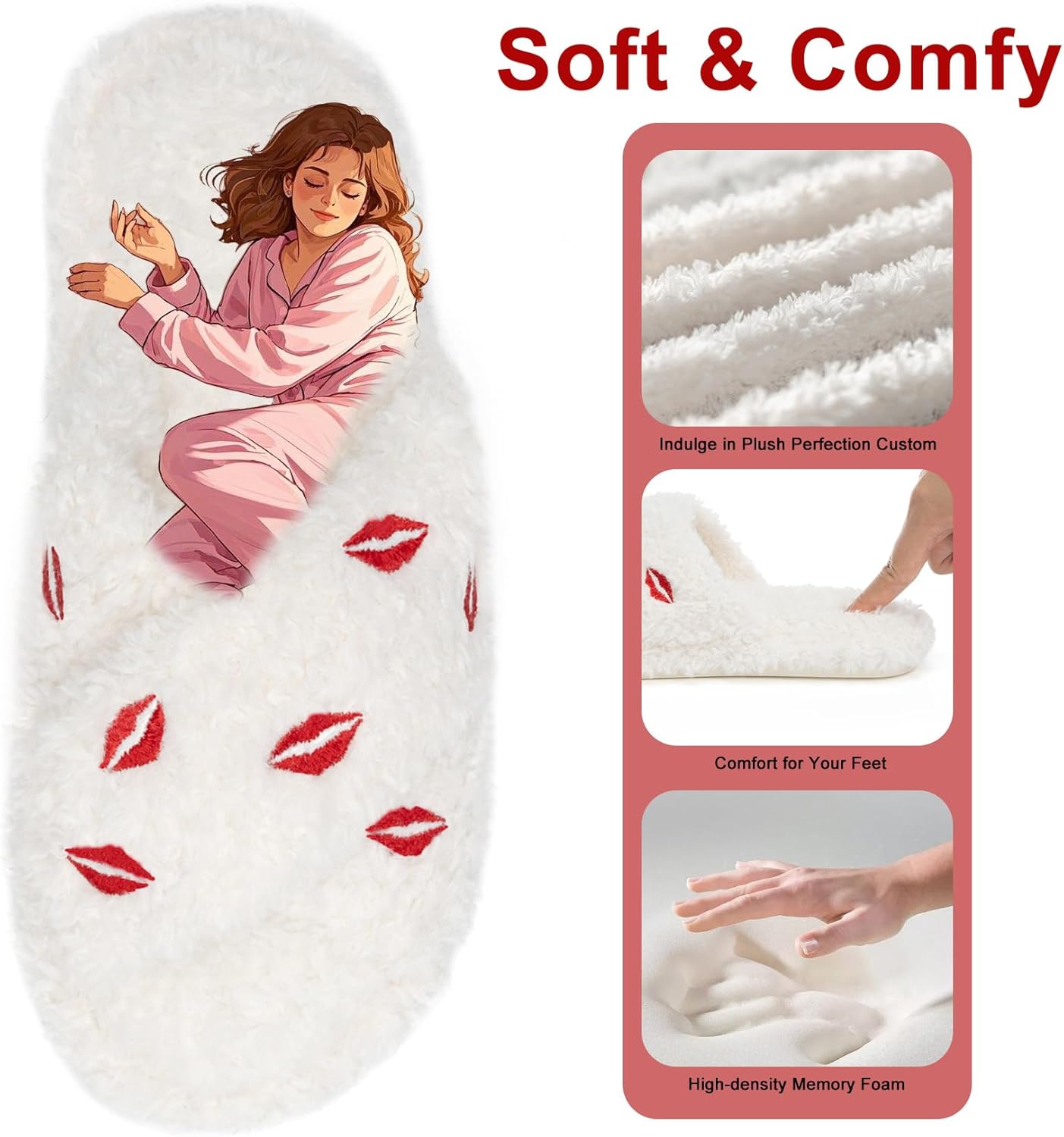 Fuzzy Open Toe Slippers for Women Indoor and Outdoor with Memory Foam Cozy Cross Band Women's Slipper Cute Soft House Shoes Slip On Gifts for Womens Mom Her Ladies Bridesmaid - Image 4