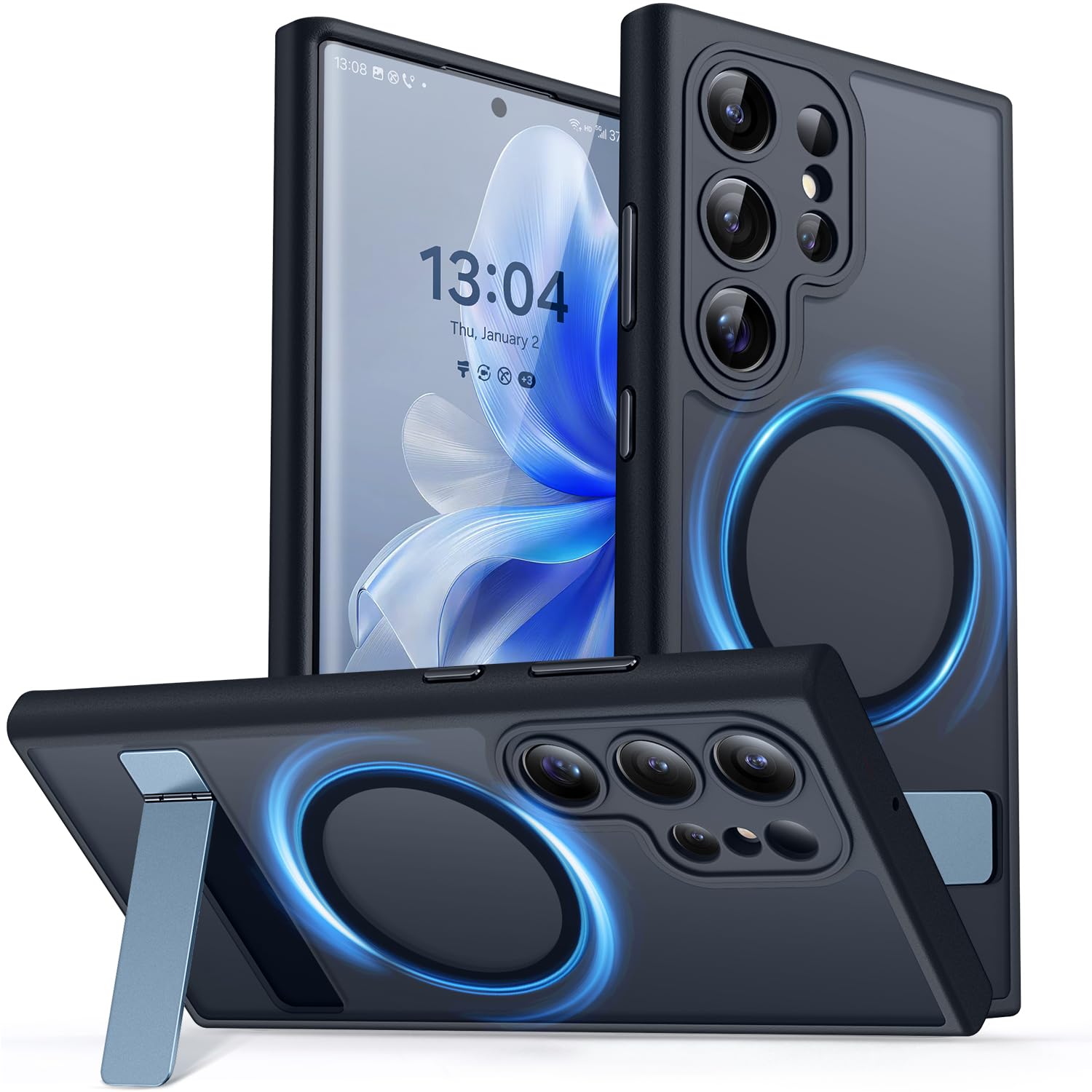 CANSHN Magnetic Stand for Samsung Galaxy S22 Ultra Case Black