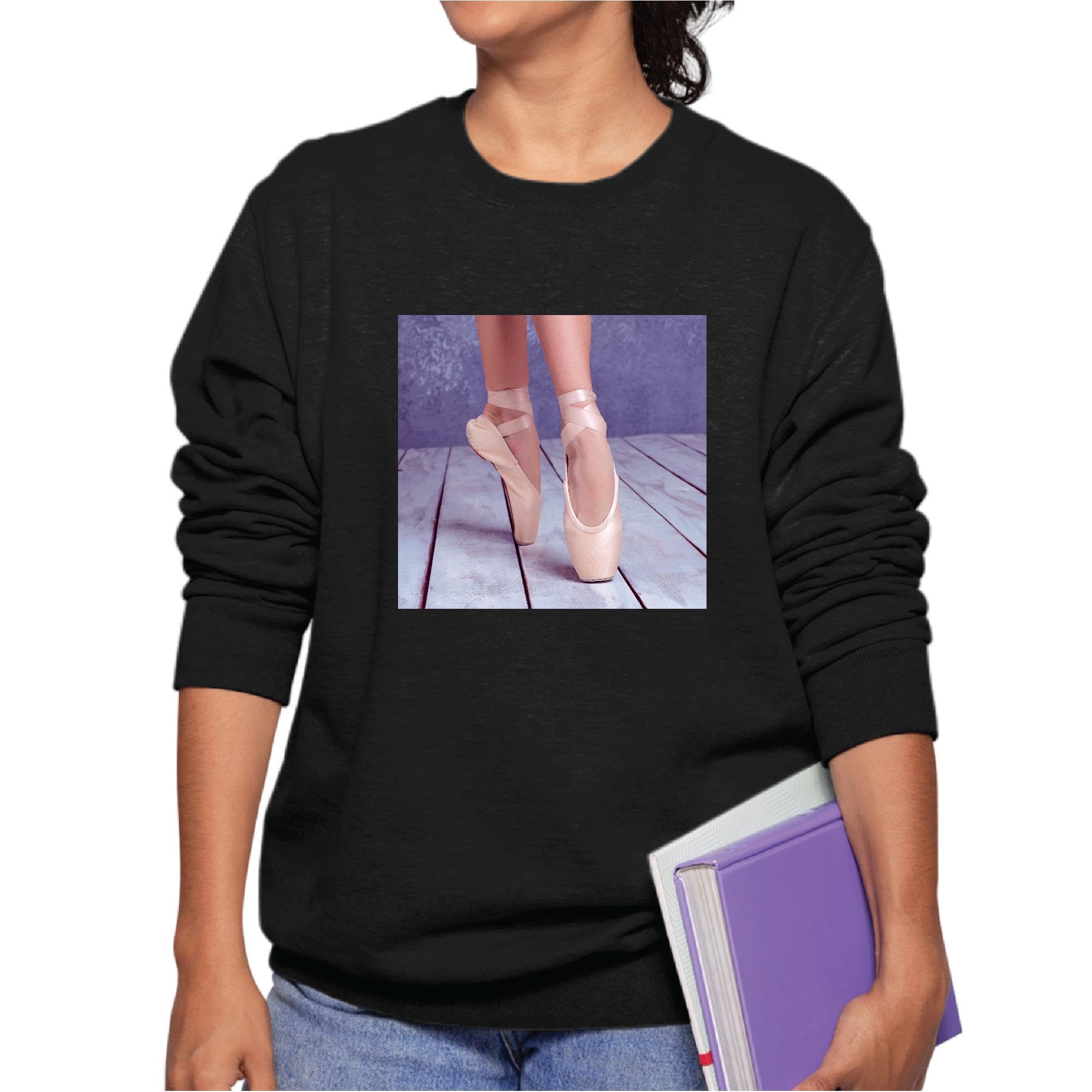 Ballet Pointe Shoes Gift Ideas for Ballerina Dance Enthusiasts Navy Black Muticolor Unisex Sweatshirt