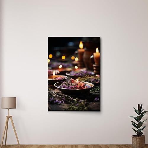 Yoga Wall Art, Canvas Prints Yoga Meditation Studio Room Decorations Tie Dye Hippie Psychedelic Poster with Frame Meditating Peace Wall Art Hanging