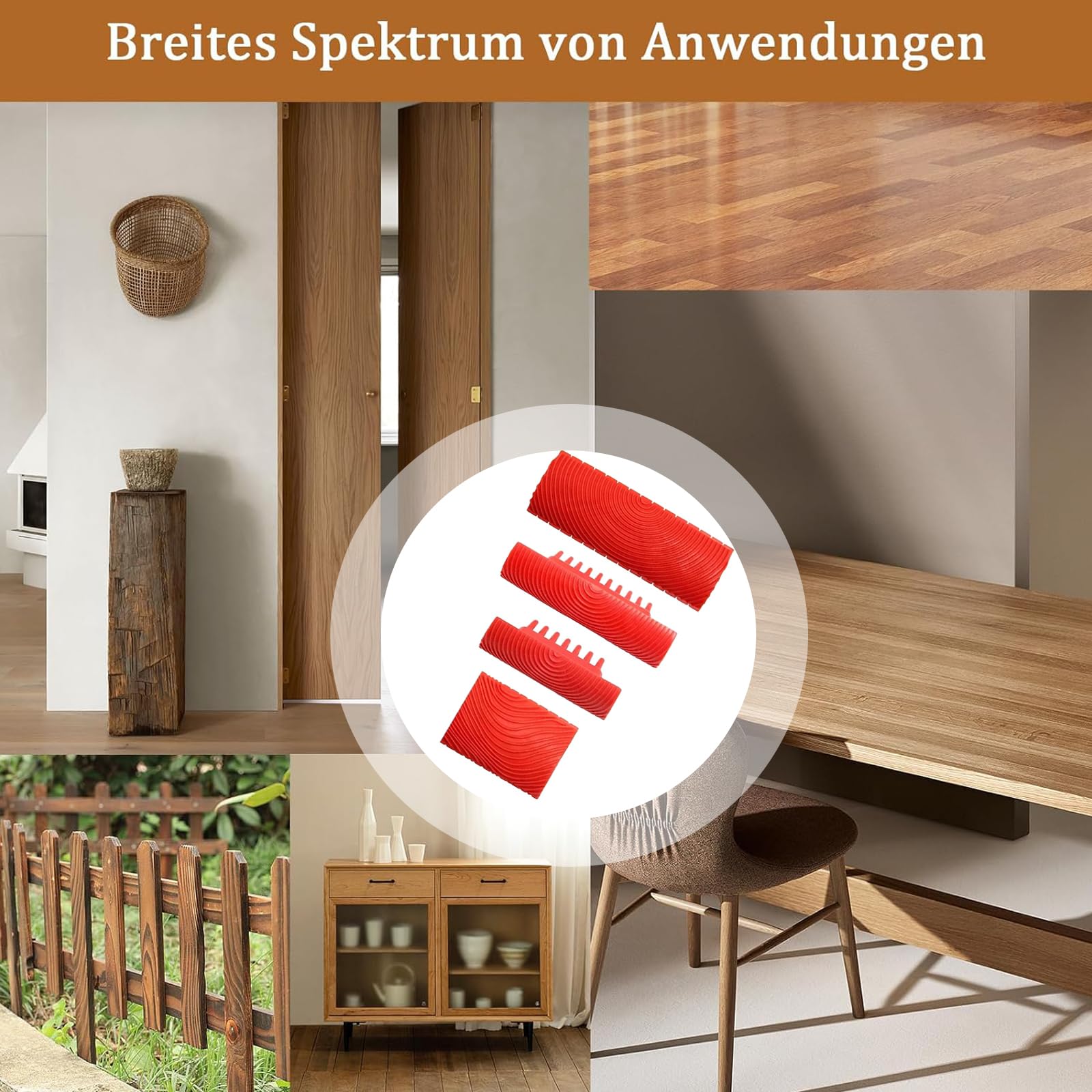 4 PCS Outil De Grain De Bois De Caoutchouc - Outil à Grain De