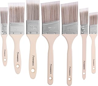 Paint Brush, 1”, 1.5”, 2”,2.5”, 7 Packs Brushes for Painting Walls, Furniture and Fence Staining, Wooden Handle Masonry Paintbrush