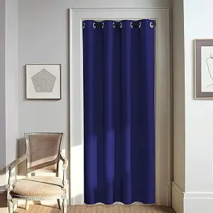 NICETOWN Door Curtain for Closet Doors 80 Inches Long 1 Panel, Blackout Doorway Curtain for Open Closet Bedroom, Room Divider Living Room for Privacy (Navy, 1 Panel, 46W x 80L)