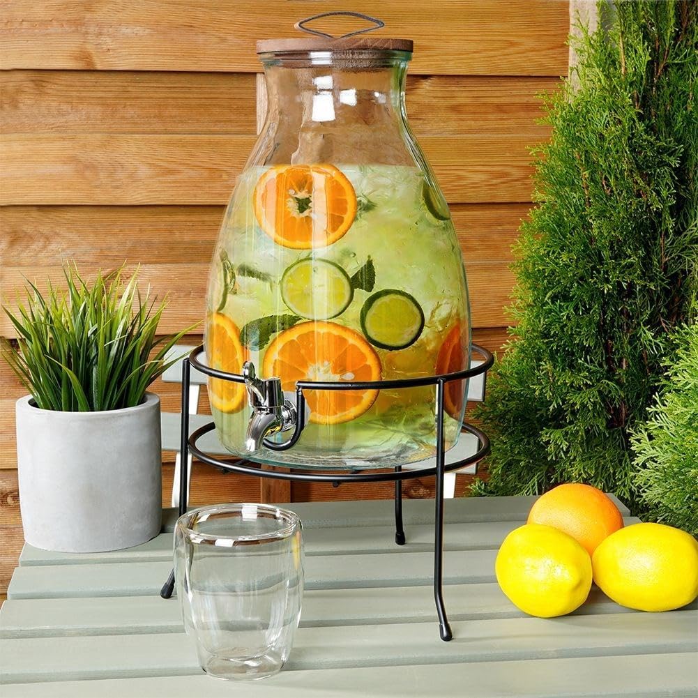 Support Distributeur De Boissons LOVIVER - Base Ronde De 20 Cm En Fer Argenté, Pour Cruches Et Barils D'eau - Stable Et élégant