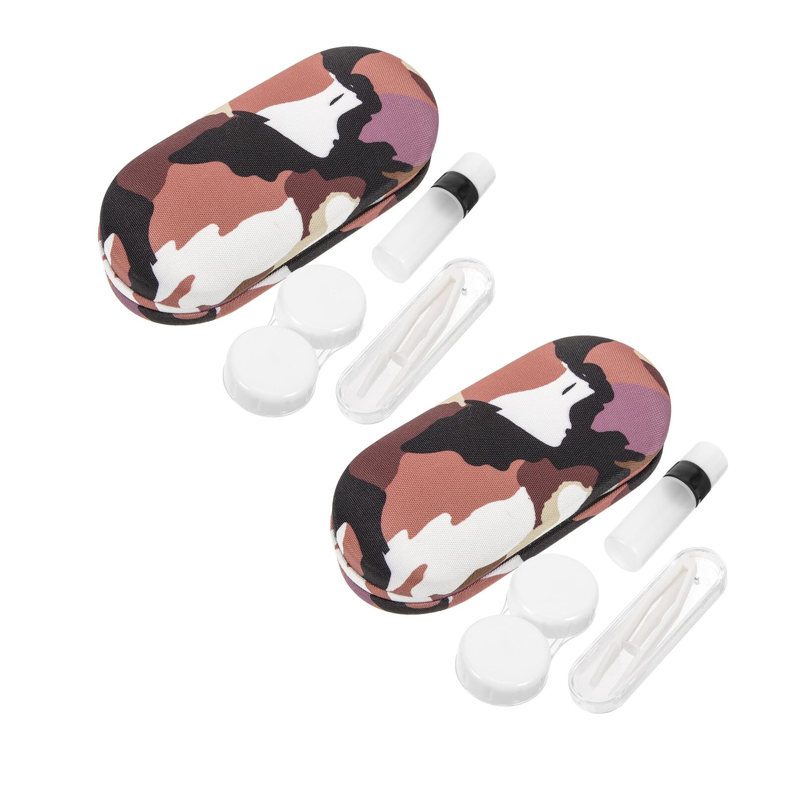 HANABASS 2 Stück Doppeltes Brillenetui Hartschale mit Camouflage Kompakter Brillenorganizer mit Applikator Stoßfeste Aufbewahrungsbox für Reisen und Alltag