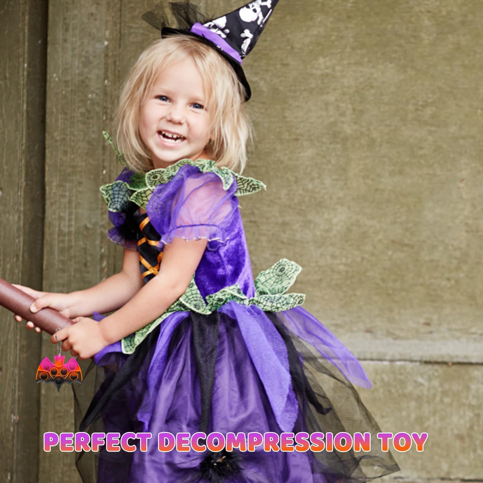 18 Pcs Halloween Children's Mini Bubble Keychain Toys, Colorful Silicone Bubble Keychain - Image 4