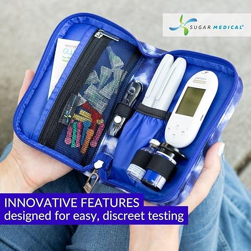 Vista 2 de Sugar Medical Estuche de suministro para diabetes Bolsa de viaje para suministros médicos Organizador de medidor de glucosa Productos