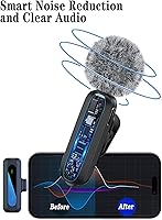 Vista 4 de Micrófono Lavalier inalámbrico para iPhone, Android, Plug-Play, paquete de 2 mini micrófonos profesionales con reducción de ruido, micrófono de clip