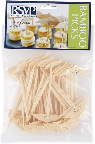 Vista 46 de RSVP Palillos internacionales de bambú compostables para servir y cócteles, tenedor de aperitivos, 50 unidades, 6 pulgadas