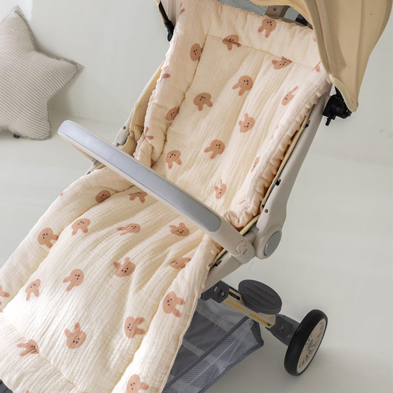 SONARIN Warme Sitzauflage Kinderwagen,Weiche Dicke Kinderwagen Einlage Buggy Auflage Universal Kinderwagenkissen Sitzeinlage Sitzkissen für Kinderwagen Buggy Kindersitz(Hase)