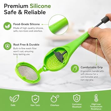 Tea Strainer Reusable Bag Infuser Filter Diffuser Loose Tea Leaf Silicone coffee Multifunction Kitchen Tool Tea Flavoring 2 Pack