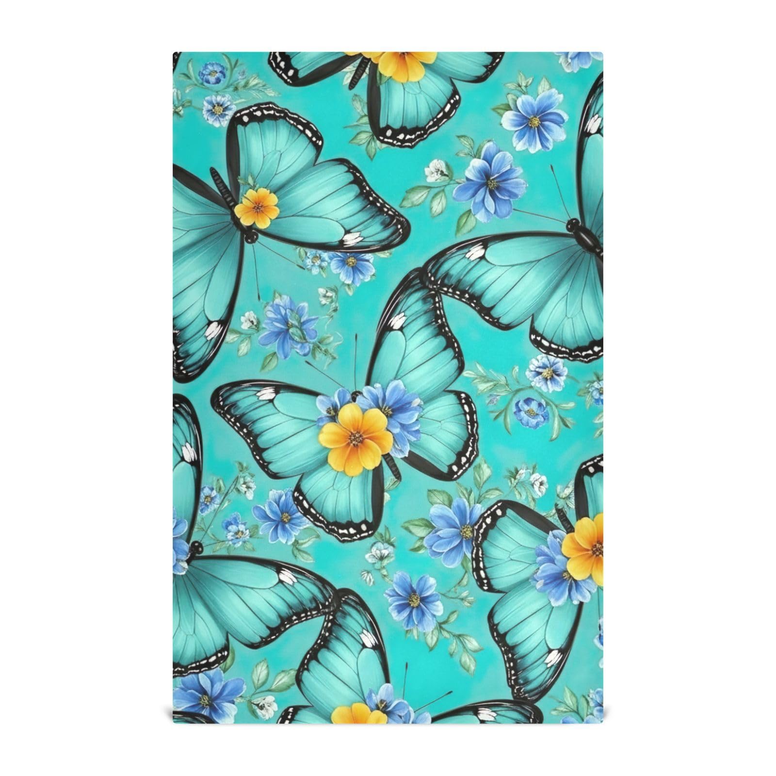 Torchons papillon turquoise GAIREG anti-peluches pour sécher la vaisselle