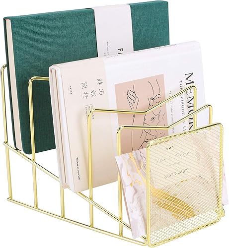 Z PLINRISE Clasificador de archivos inclinado, estante de alambre para correos, carpetas y libros, organizador de almacenamiento de papel de