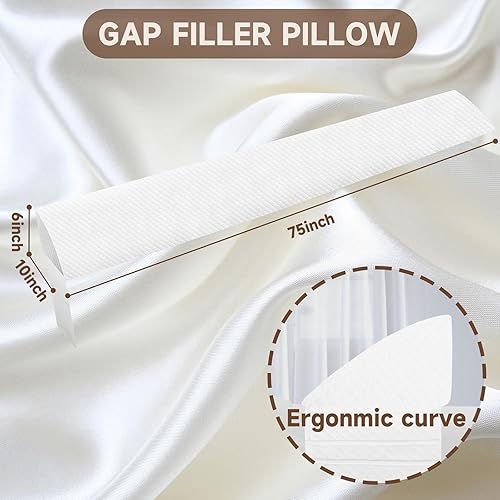 Miniatura 5 de Almohada de cuña de cama de tamaño individual (39 x 10 x 6 pulgadas), relleno de espacio de cama (0-6 pulgadas), tapón de almohada blanco, almohada