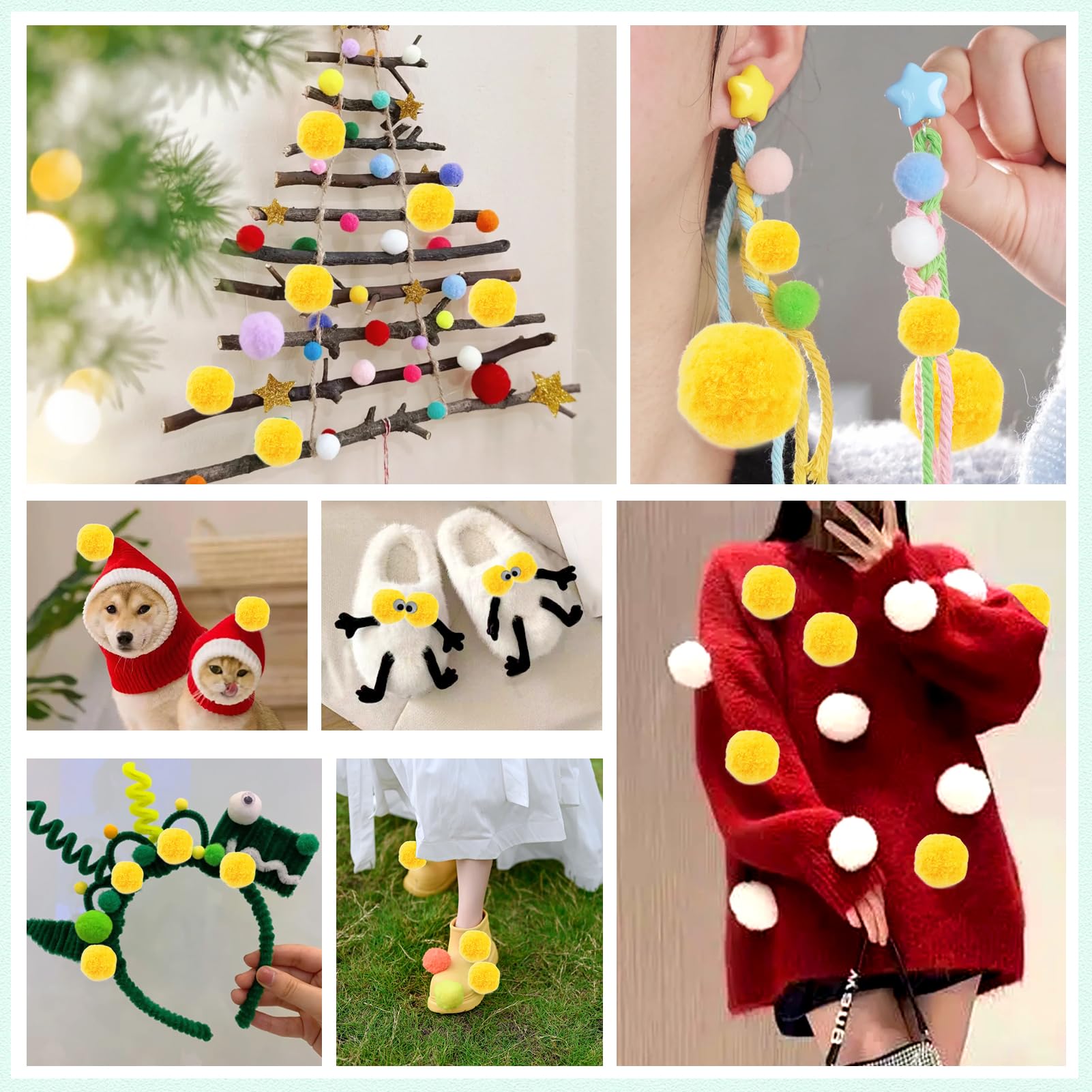 TOAOB 50 stuks grote pompons 50 mm geassorteerde pluizige pompons veelkleurige pluizige ballen met wiebelogen voor doe-het-zelf ambachten decoraties