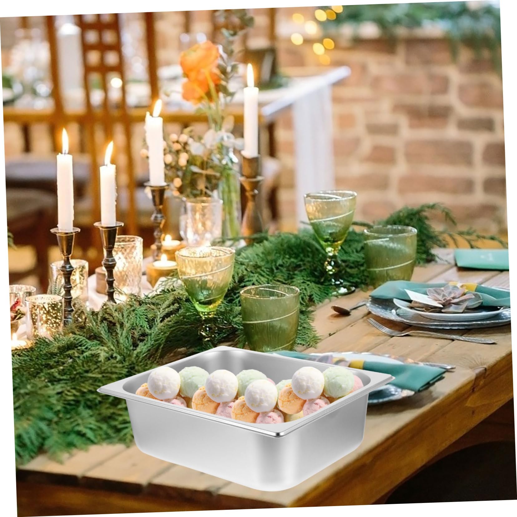 MOLUCKFU Stainless Steel Serving Basin Chafing Dishes Food Prep Pans Buffet Pan Catering Trays Catering Food Pan Food Holding Plate for Buffet Steamer Pan Steam Water Pan Loaf Pan Silver