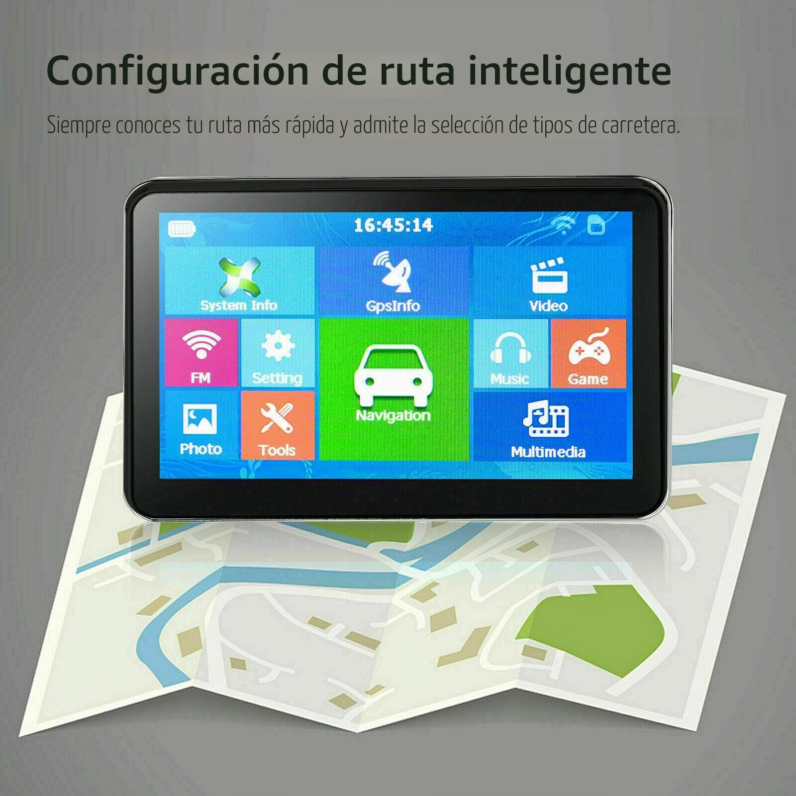 Riloer Navegador GPS portátil para coche, 7 pulgadas para camión, coche, pantalla táctil capacitiva, mapa de alta definición, FM, consola de coche 3D
