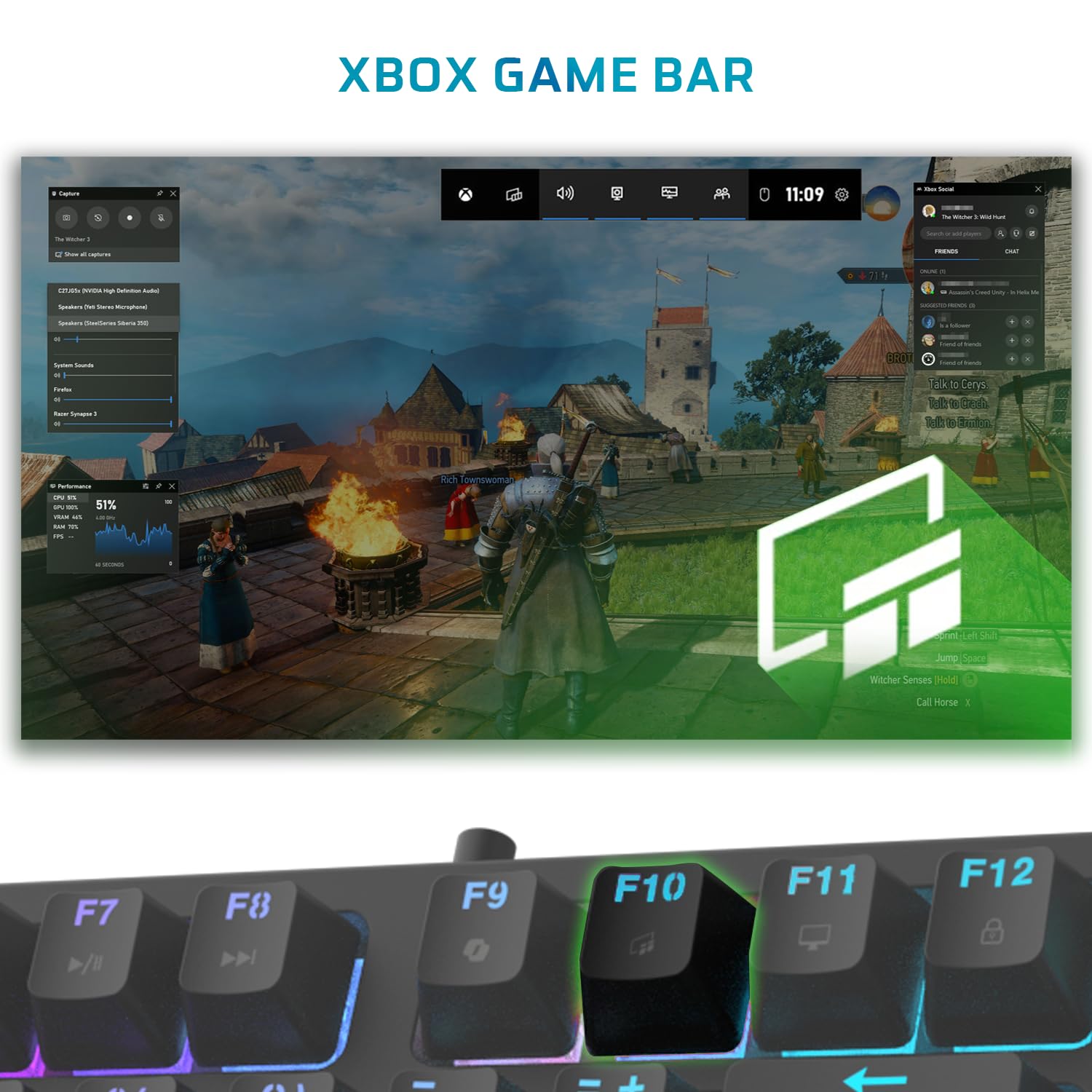 EvoFox Katana X2 FS Mechanical Gaming Keyboard | 3‑Pin Replaceable Clicky Blue Switches, Dynamic Backlighting, All Keys Anti‑Ghosting, Volume Knob, Copilot, Xbox Gamebar, Screenshot & More (Black) — Amazon image 7