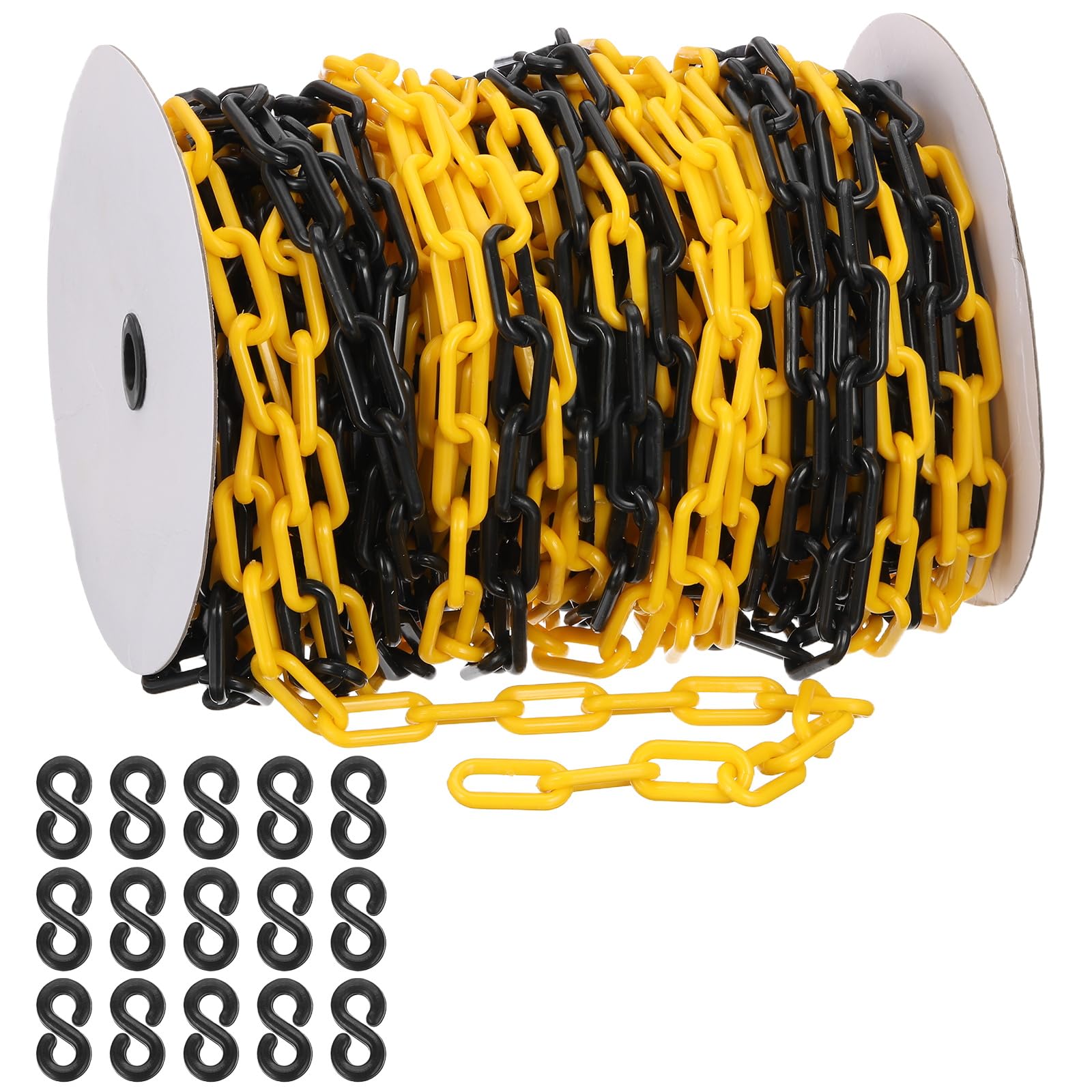 PATIKIL Chaîne plastique jaune/noir 164 pieds 8mm Chaîne barrière sécurité