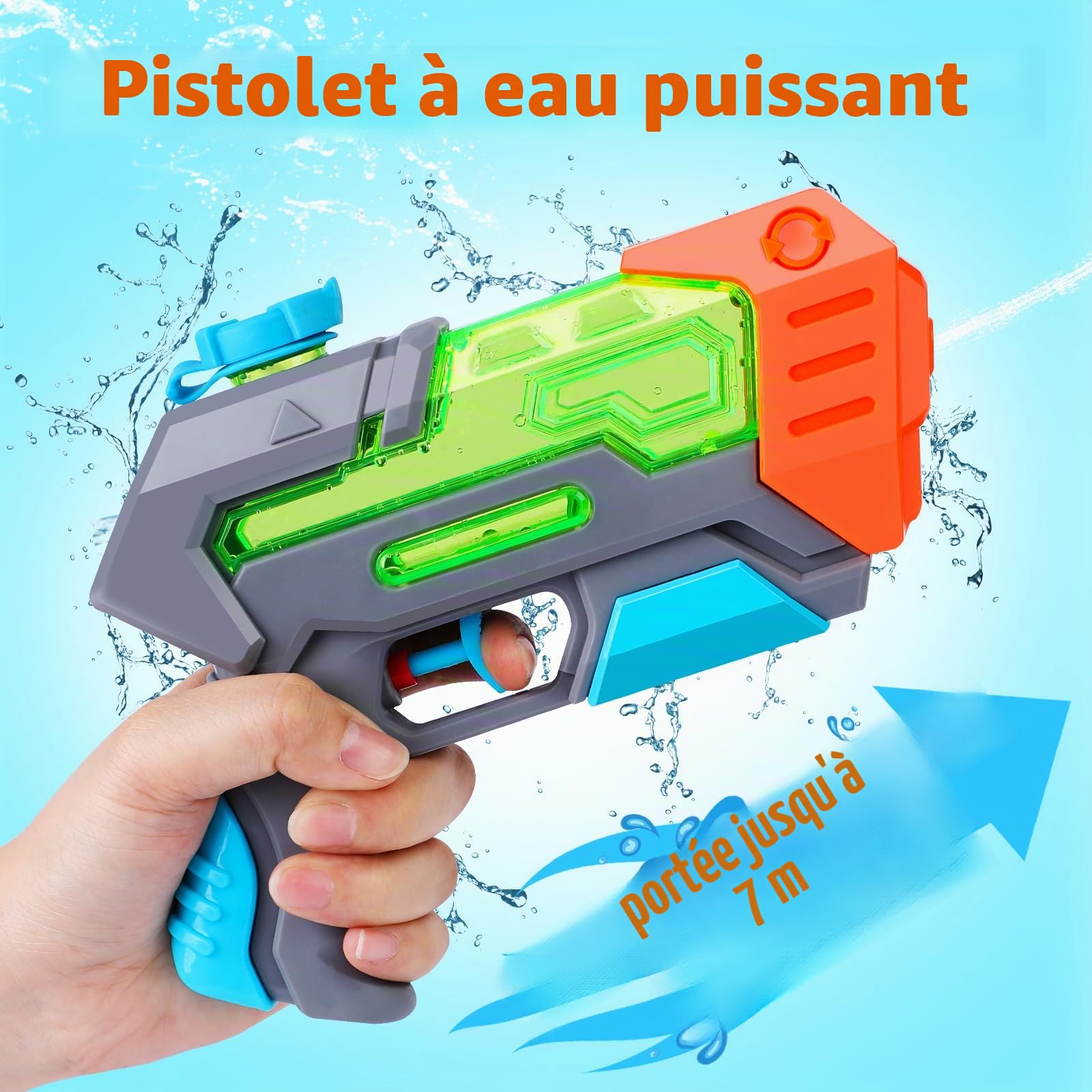 Quanquer Pistolet a Eau pour Enfants 4 Pcs_Mini Pistolet à Eau, portée de 7 mètres, Super Pistolet à Eau, pour Adultes, fêtes, été, Piscine, Plage, Jouets Aquatiques pour Enfants, extérieur