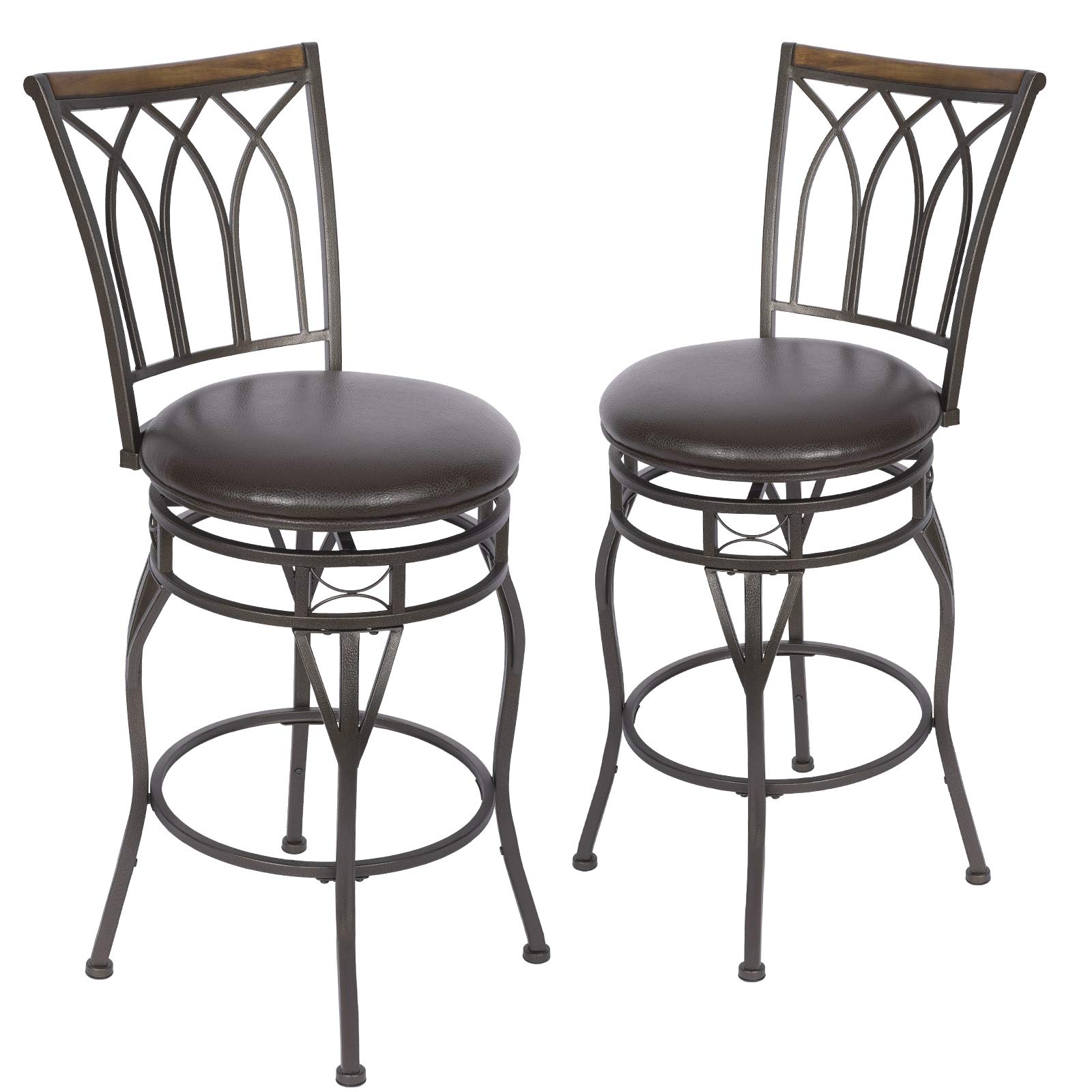 Bar Stools Set of 2-360 Degree Swivel - 30" Seat Height Counter Stools - Adjustable Height for Kitchen, Living Room, Pub, and Bistro, KS902P