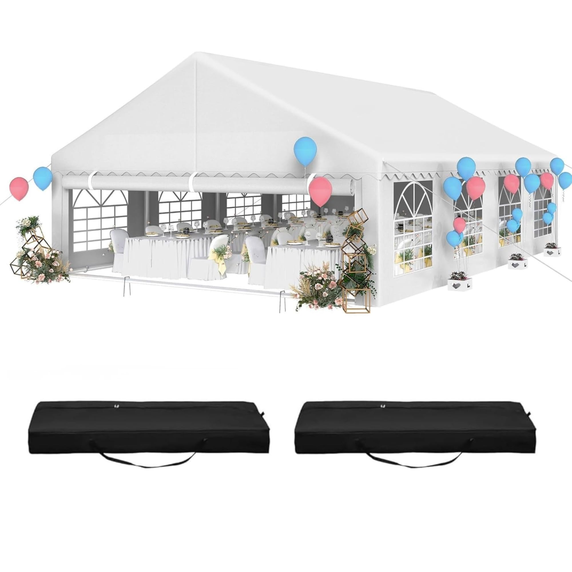 Photo 1 of ** PARTIAL SET**YITAHOME 20x30FT Heavy Duty Party Tent PVC White Tent Wedding Event Shelters Ripple Design Upgraded Galvanized Canopy with Large Roof Removable Sidewalls & 2 Storage Bags 600D Oxford Commercial