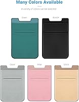 Vista 7 de Paquete de 2 fundas adhesivas para teléfono celular con doble bolsillo para tarjetas, bolsa de doble bolsillo para iPhone y teléfono inteligente