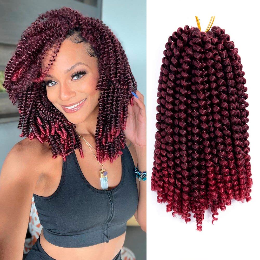 ROKTRESS Spring Twist Crochet Hair - 8 Inch 6 packs Braiding Ombre Colors Bob spring twist hair Low Temperature Synthetic Fiber Fluffy Hair Extensions (8 Inch,T-Bug)