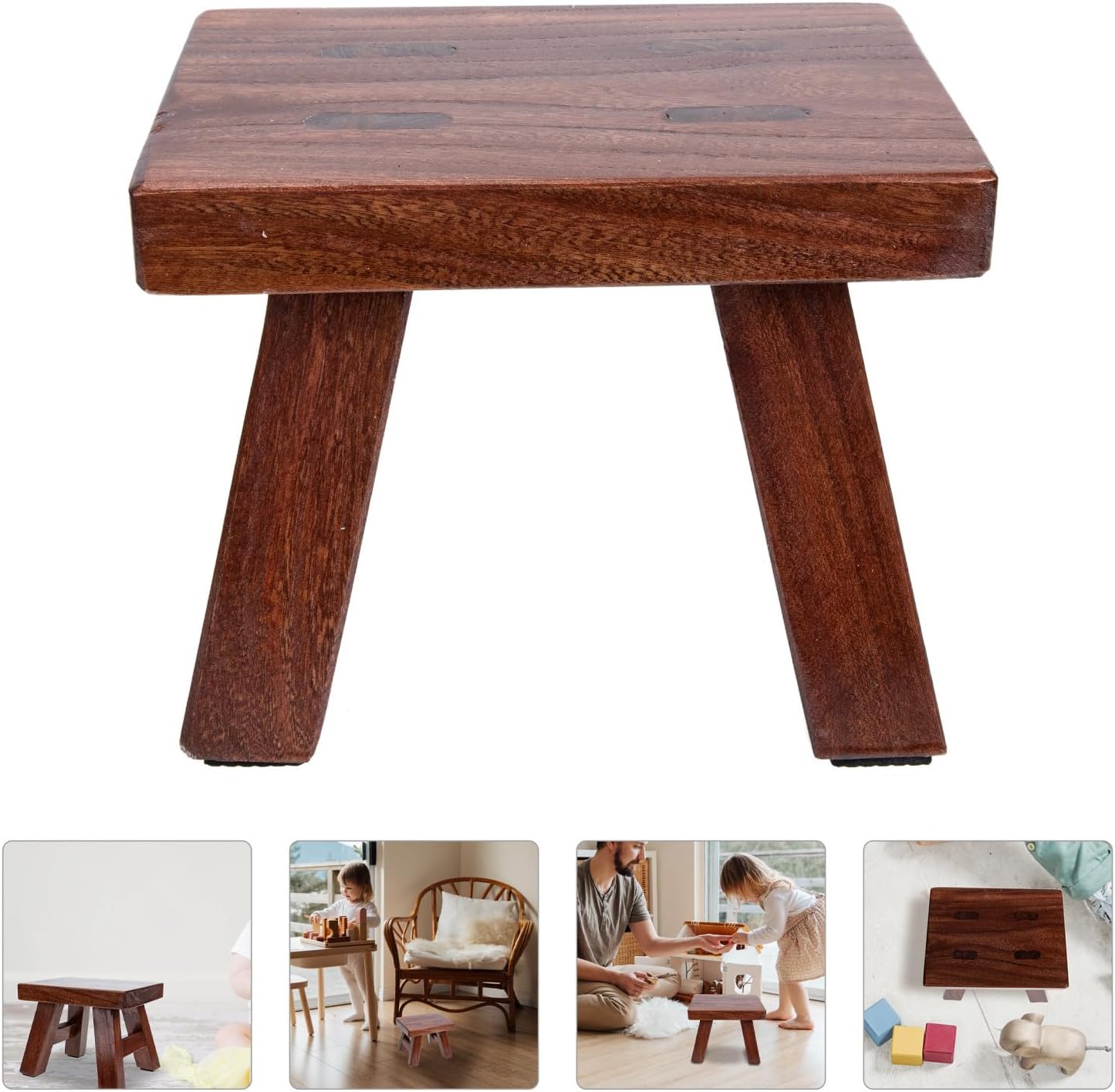Small Solid Wood Stool for Multipurpose Household Footstool Lightweight Practical Step Stool for Shoe Changing and Heightening