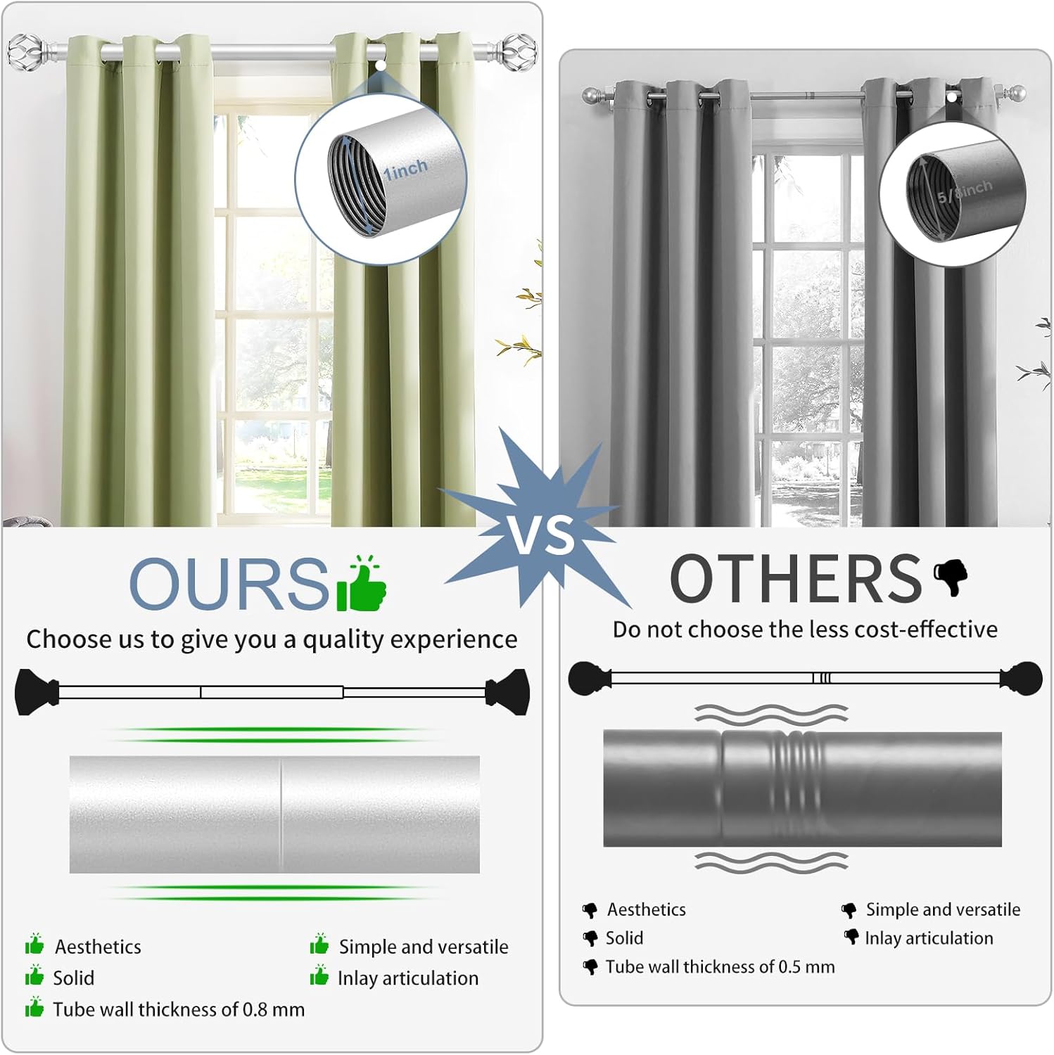 Silver Decorative Farmhouse Curtain Rods 2Pack:18-45"Adjustable Heavy Duty Single Window Curtain Rod for Bedroom Living Room,Silver Boho Rustic Drapery Rod with Vintage Twist Finial Easy Install