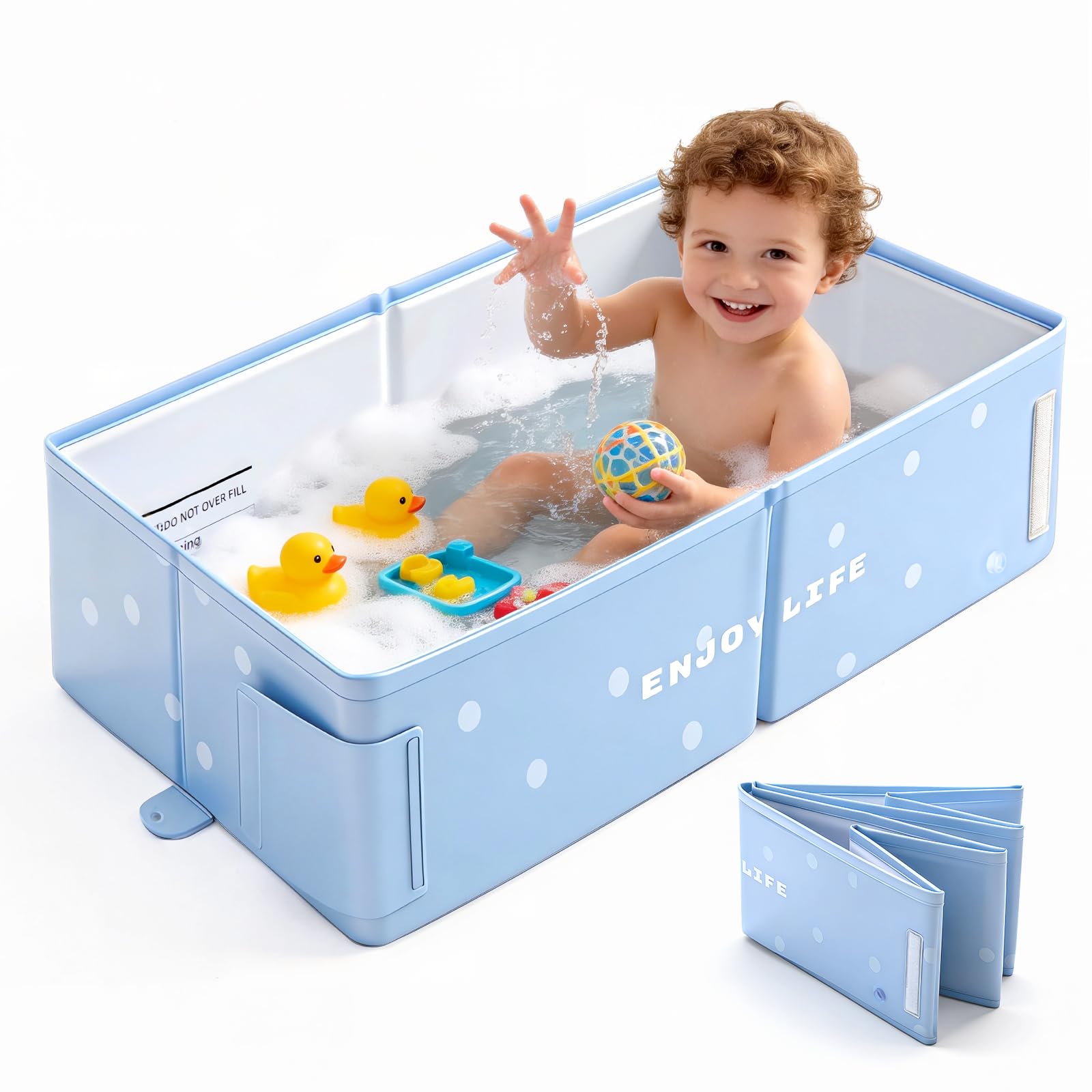 IcyByte Baby Bathtub Portable Collapsible Bath Tub for Infant and Toddler Foldable Toddler Tub for Small Bathroom Newborn