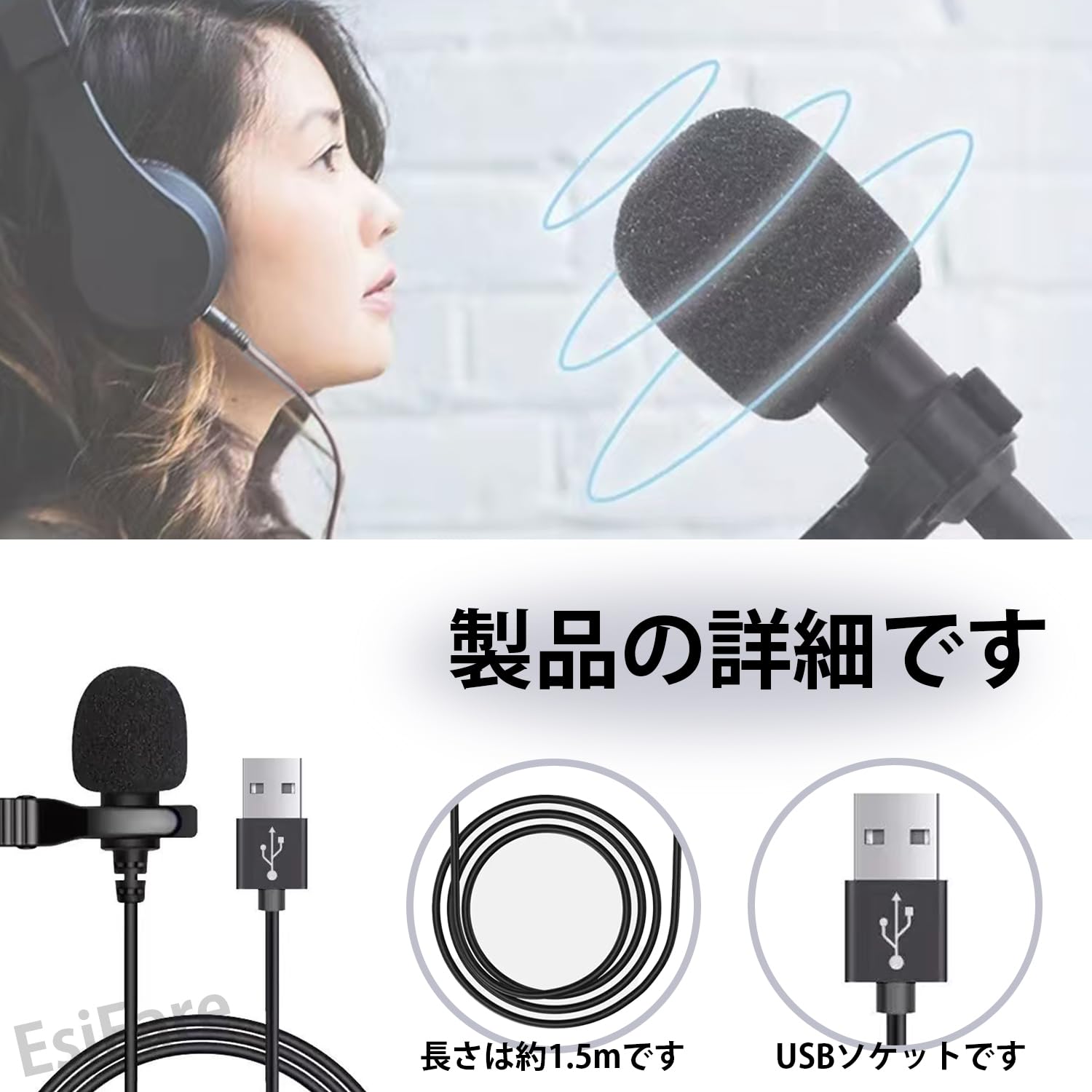 Amazon.co.jp: EsiFare ピンマイク USBマイク 小型 ポータブル