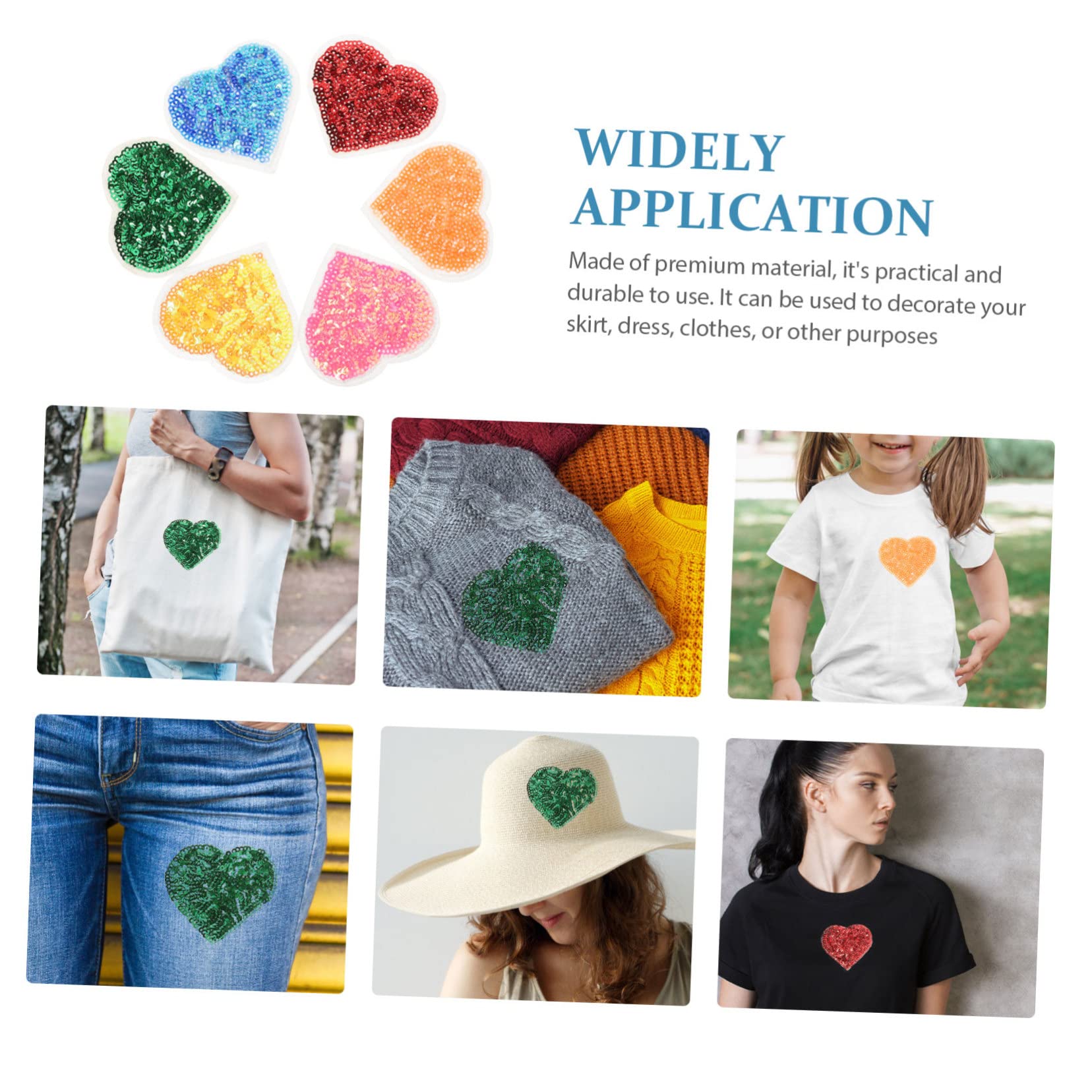 SHINEOFI 48stücke Bunte Herz-patches Aufbügelbare Stoffaufnäher Mit Für -kleidung Jeans Taschen Bestickte Flicken Kreativen Gestaltung Und Reparatur