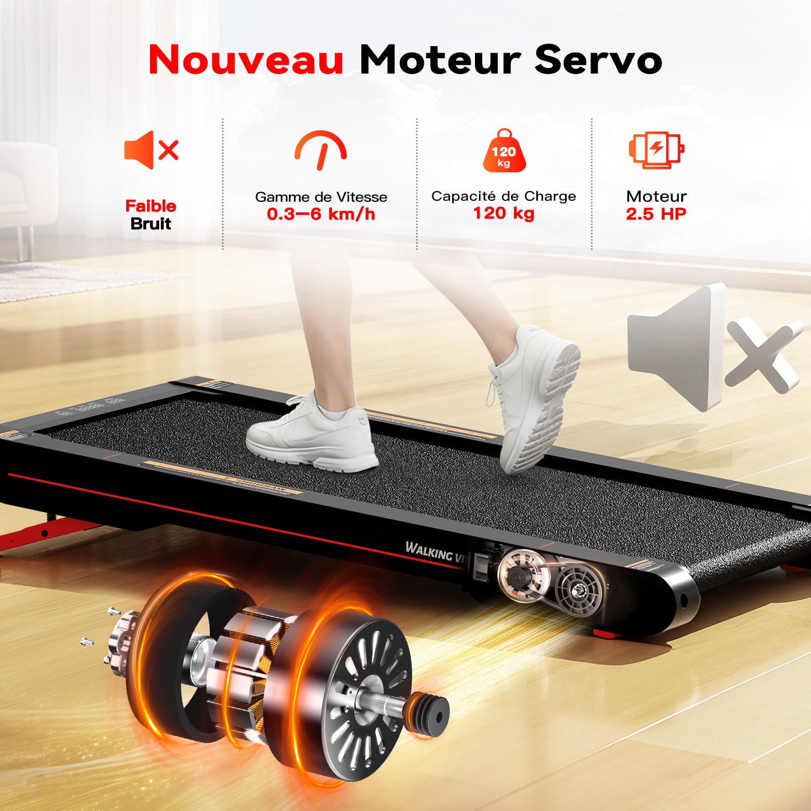 Sperax Tapis de Marche Vibrant 4 en 1 Tapis de Course avec Télécommande, Walking Pad 6km/h, Compatible App