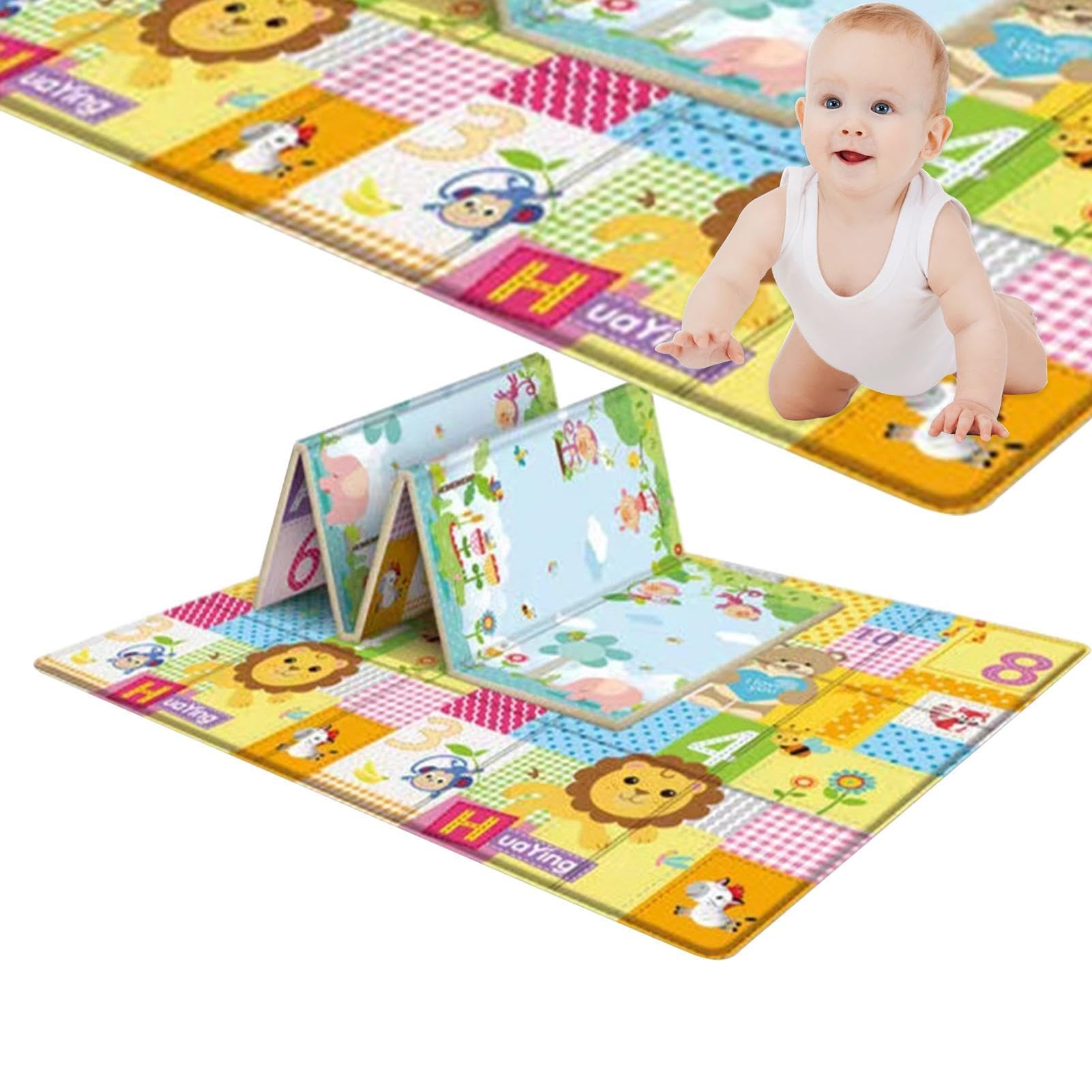 Tapis De Jeu pour Nt Bebe Double Face Appliquer À L'intérieur Et L'extérieur Non Toxique 180x100cm Tapis De Sol XXL en Mousse Epais Pliable Reversible Imperméable