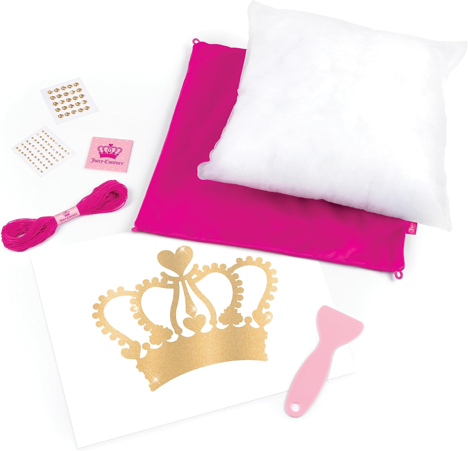 Make It Real DIY Juicy Couture Luxe Pillow Kit - Stylish Tween Decor with Gems & Tassels for Personalized Bedroom Accent - Perfect Craft Gift for Ages 8+