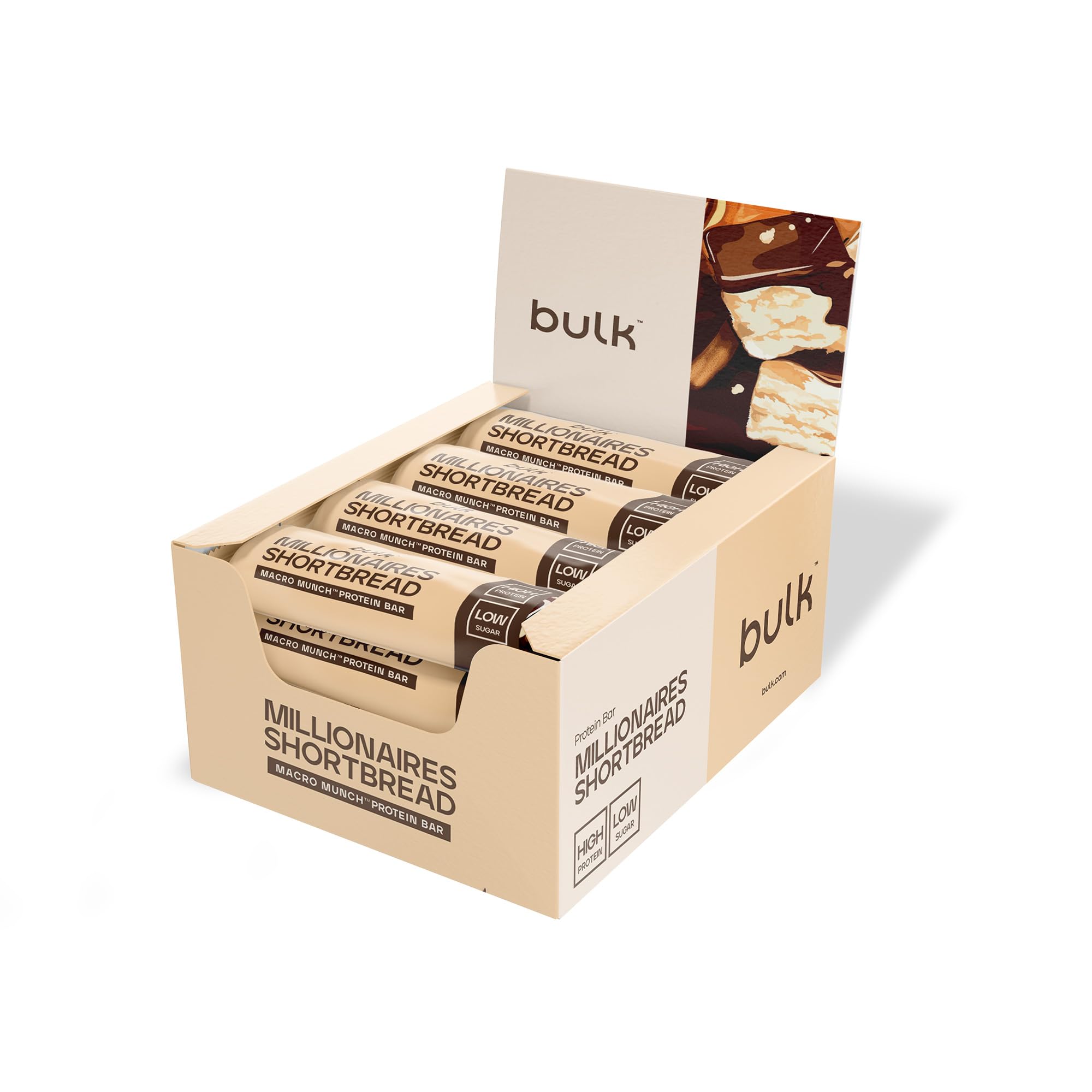 Bulk Macro Munch Protein Bar, Magnificent Millionaires Shortbread, 62 g, Pack of 12, Packaging May Vary
