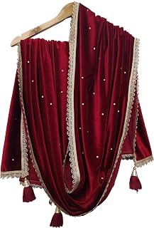 Nakoda Creation Velvet Self Design Women Dupatta (Velvet Dupatta Maroon) - AB7294 Price In India