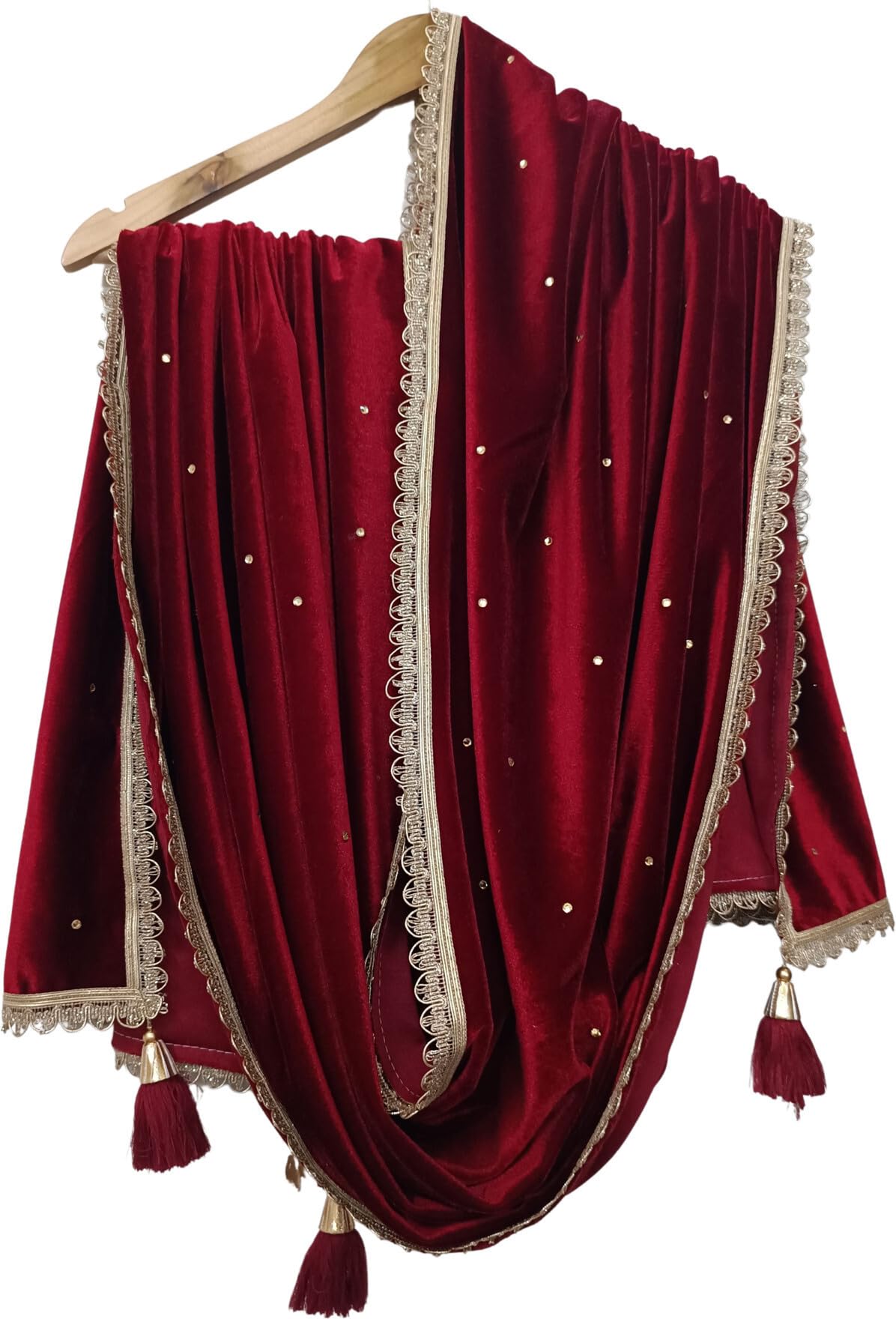 Nakoda Creation Velvet Self Design Women Dupatta (Velvet Dupatta Maroon) - AB4099-image-11