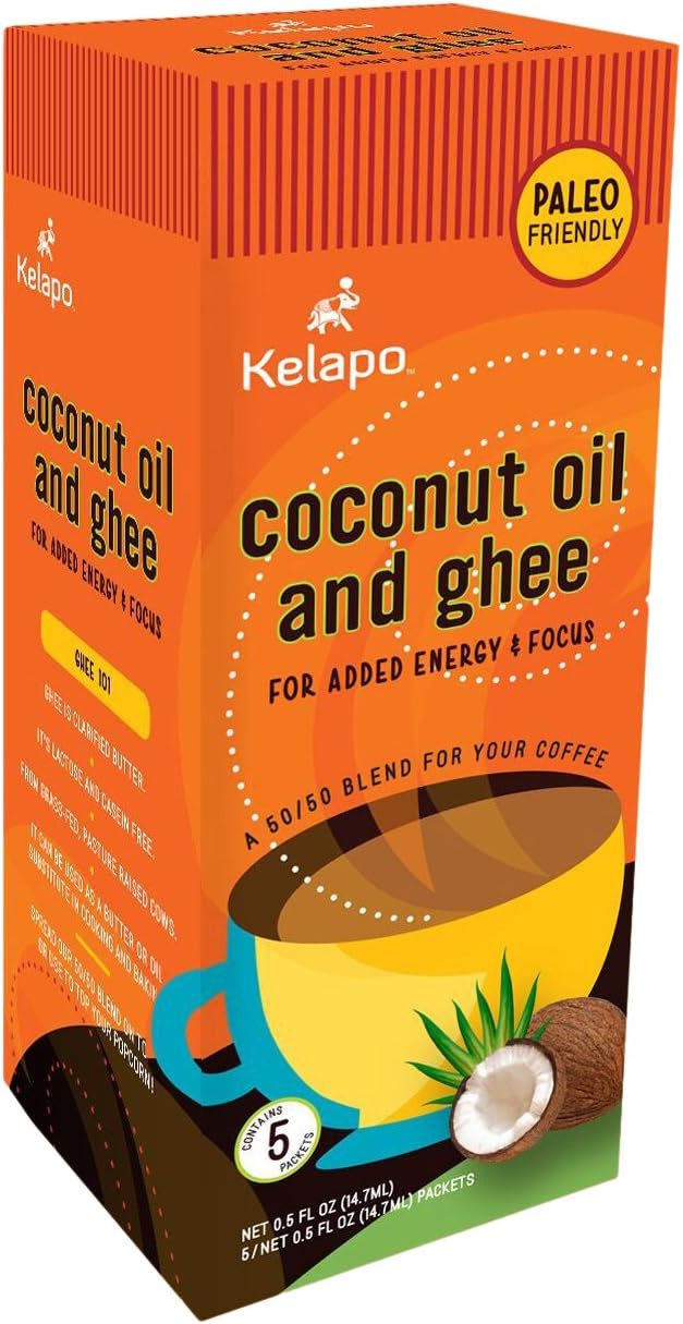 Kelapo Coconut Oil and Ghee 50/50 Blend Packets, 5 Count, 2.5 Ounce (Pack of 6)