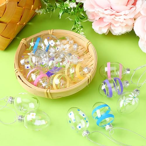 Miniatura 7 de 18 adornos de cristal para huevos de Pascua colgantes huevos de Pascua pintados a mano huevos de Pascua pastel para árbol de primavera con cuerda