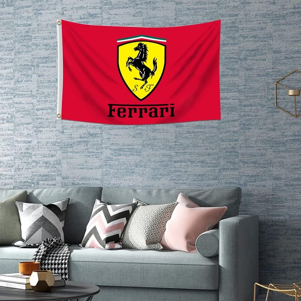 Ferrari Racing Flag Wall Banner Tapestry for Garage Dorm Man Cave Room College Decor