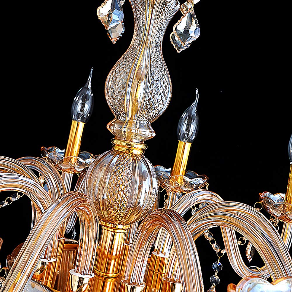 CRYSTAL PALACE 8012 Araña de Cristal Ámbar Golden 6 Luces Vela Lámpara Colgante Maria Teresa (8 Brazos)