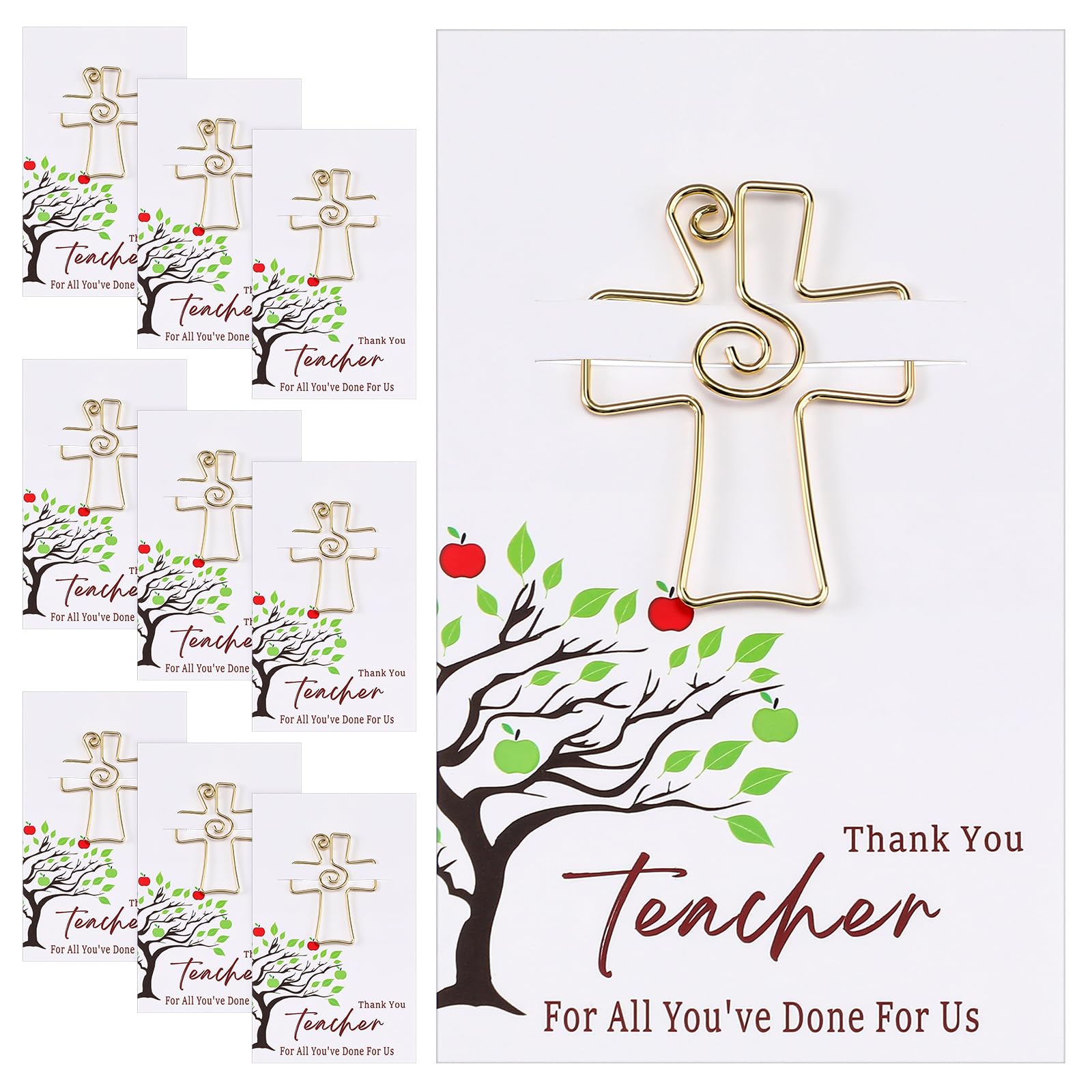 Skyygemm 12 juegos de marcapáginas grandes con cruz dorada, marcapáginas de la Biblia cristiana, clips de papel religiosos, regalo de agradecimiento para profesores, suministros de estudio escolar