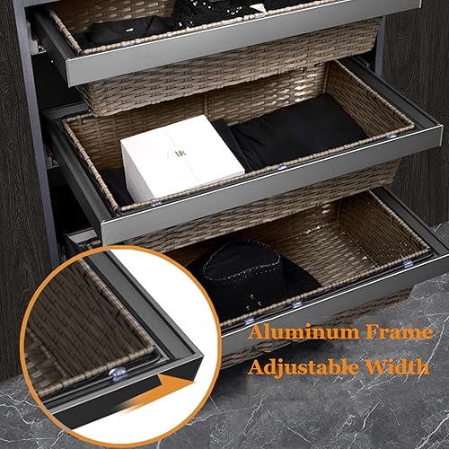 Miniatura 6 de Cesta de almacenamiento de ropa canasta de almacenamiento extraíble para armario cesta de almacenamiento de ratán tejida a mano amortiguador de