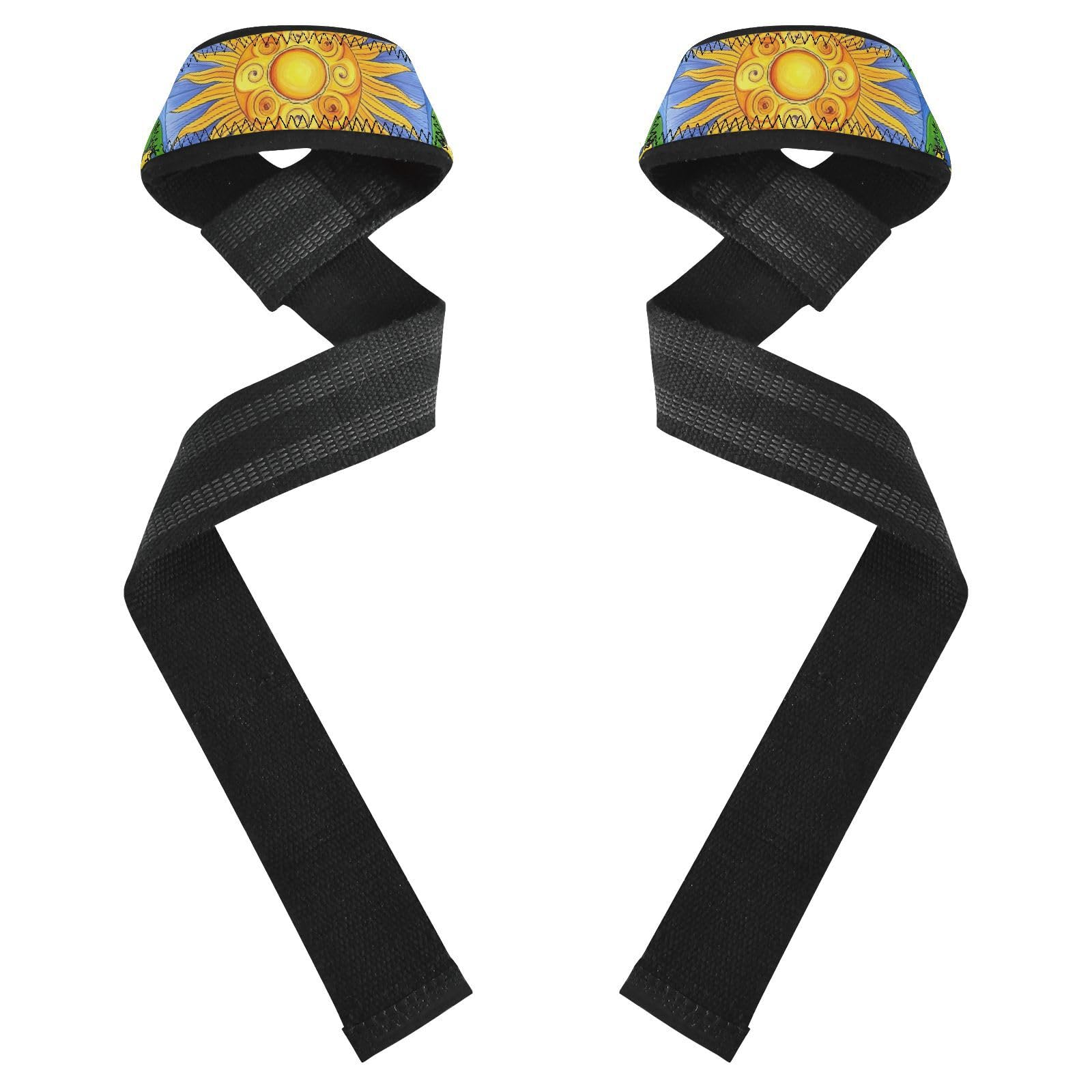 STAYTOP Golden Sun Wrist Straps for Weightlifting,Lifting Straps with Neoprene Cushioned Wrist Padded and Anti-Skid Silicone for Strength Training,Bodybuilding,Deadlifting