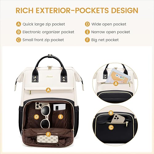 Miniatura 35 de LOVEVOOK Mochila para laptop para mujer, mochila para mujer a la moda, Negro, 15.6 pulgadas