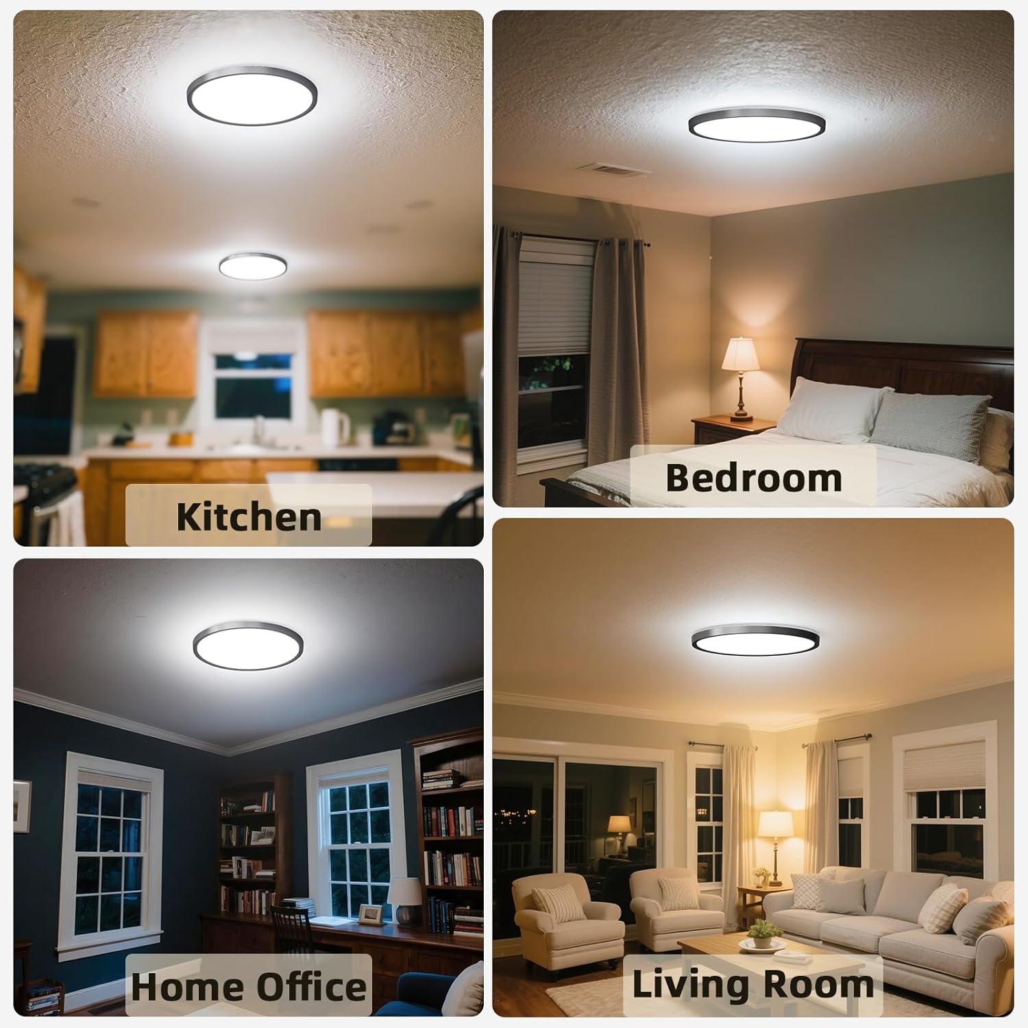 COLWATT 12 Inch LED Flush Mount Ceiling Light with Night Light, 24W 2600LM, 5CCT - 2700K/3000K/4000K/5000K/6500K & Dimmable, Round Ceiling Light for Bedroom, Kitchen, Hallway