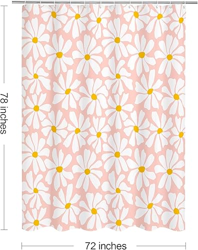 Miniatura 81 de Cortina de ducha floral de margaritas azules, cortina de ducha bohemia con flores de primavera para baño femenino, juego de cortina de ducha moderna